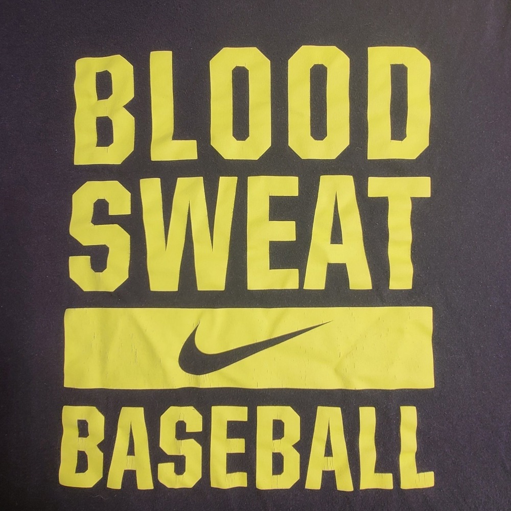 Nike Baseball T Shirt Mens Large Black Blood Sweat Graphic Dri-FIT 715131-010